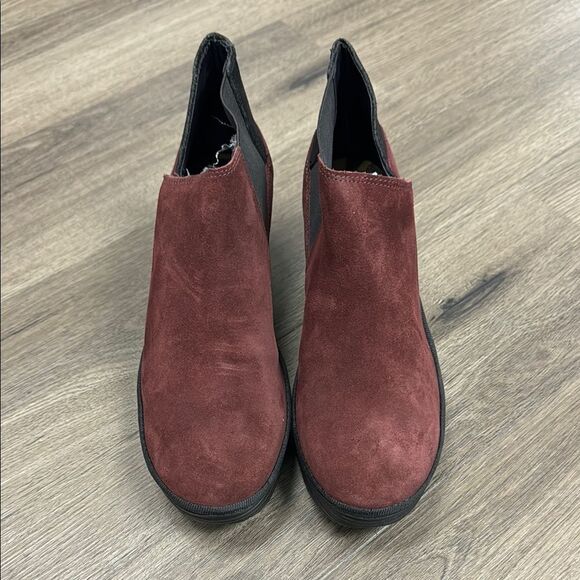 Fly London Yego Wedge Bootie Burgundy Wine Comfortable Boot NWOB 7 - Picture 2 of 8